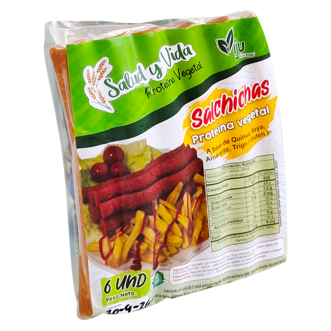 Salchichas Tipo Perro - Vegano - 6 UND- Salud Y Vida
