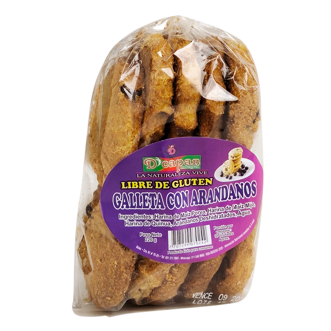 Galleta con Arándanos – Sin Gluten, Vegano – 220g – D’Capan
