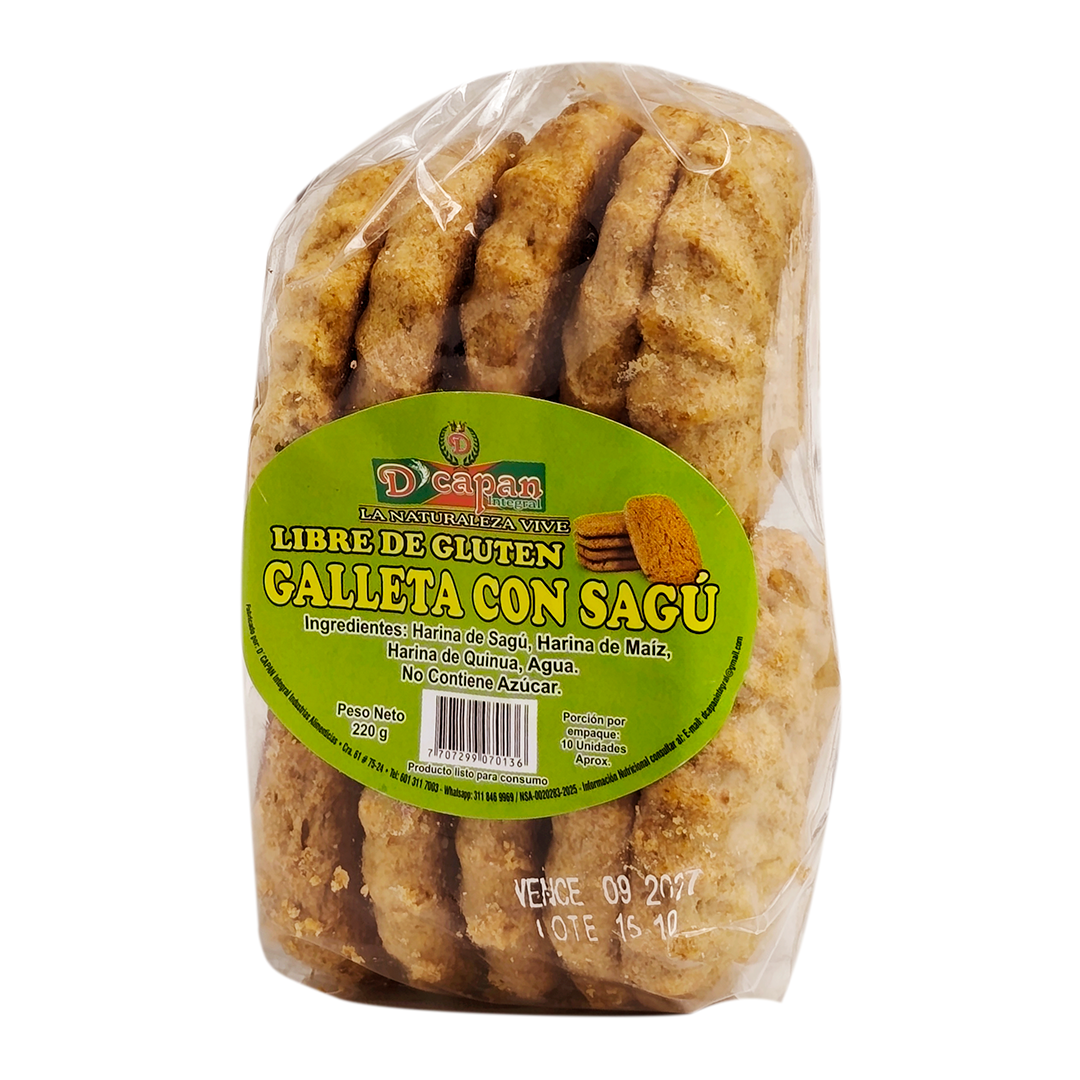 Galleta con Sagú- Sin Gluten, Vegano – 220g – D’Capan